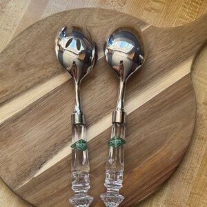 Shannon Crystal Handle Serving Spoons in Silver - Set of 2